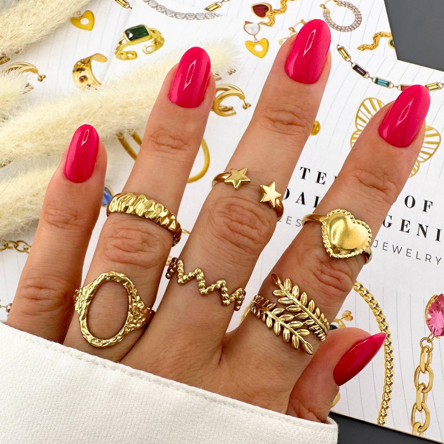 18K gold plated Stainless steel Heart finger ring, Intensity