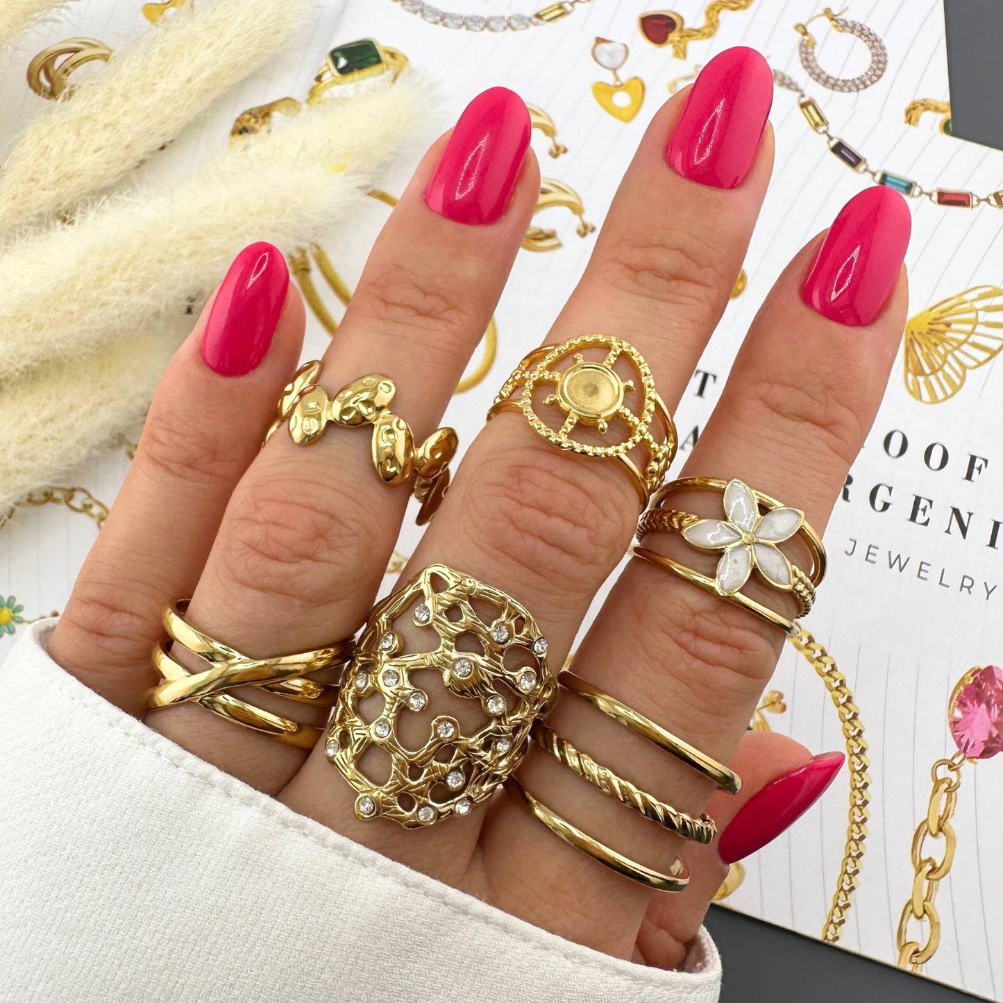 18K gold plated Stainless steel Flowers finger ring, Intensity