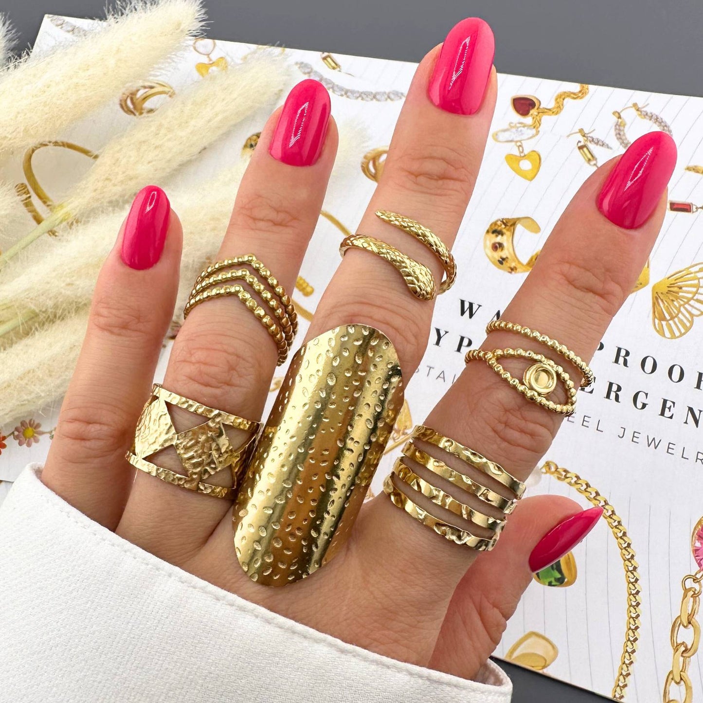 18K gold plated Stainless steel Snake finger ring, Intensity