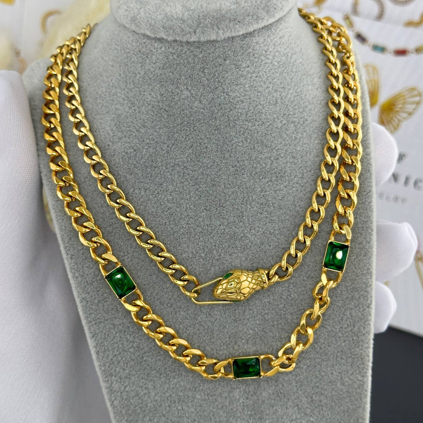 18K gold plated Stainless steel Snake necklace, Intensity