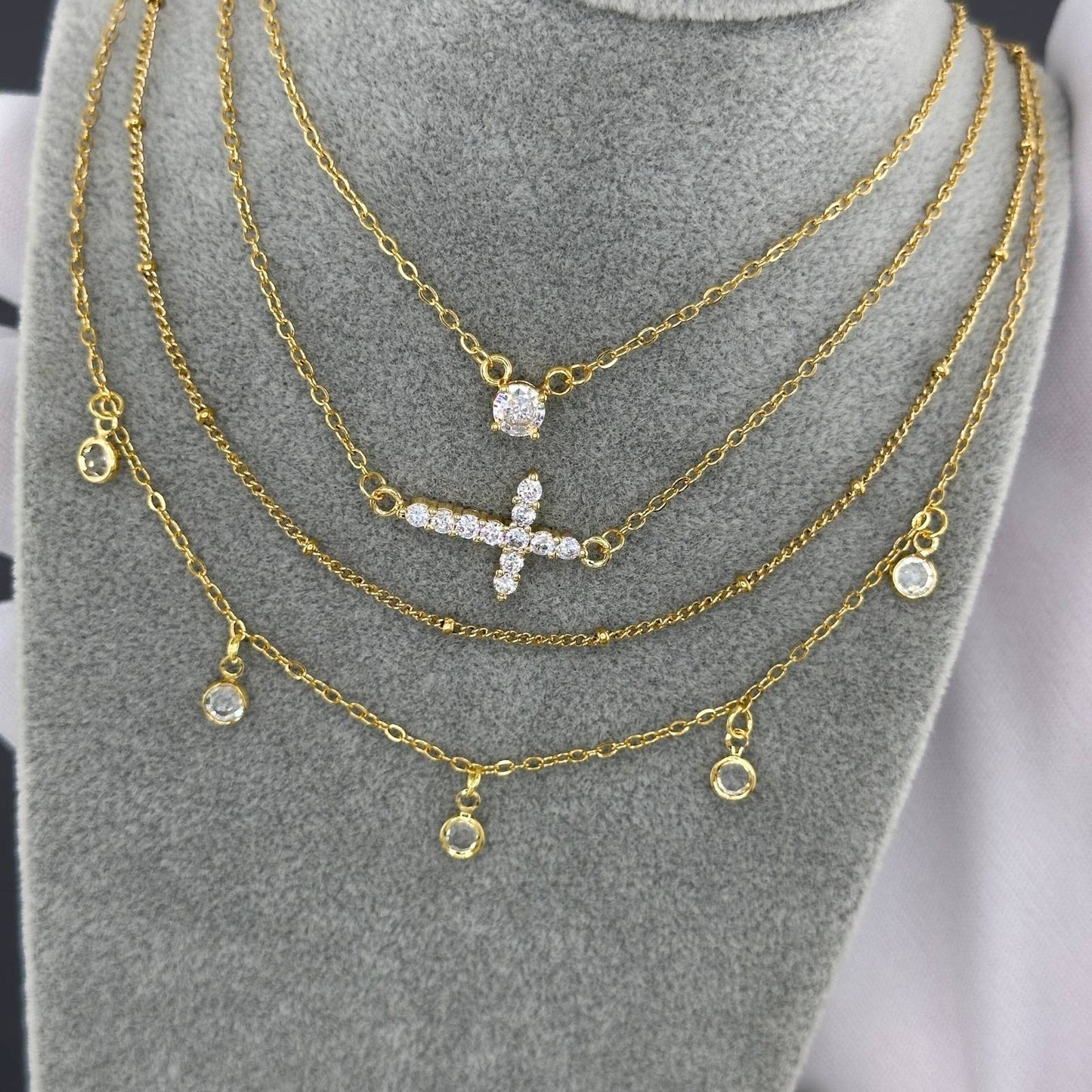 18K gold plated Stainless steel Crosses necklace, Intensity