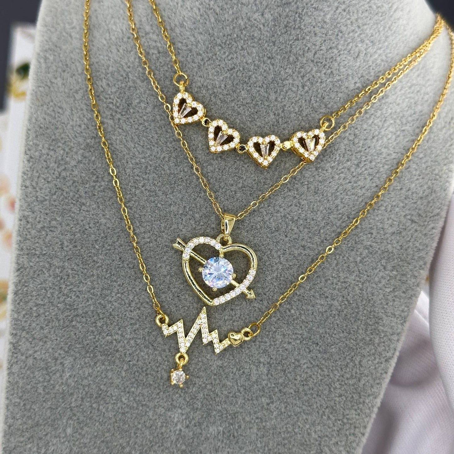 18K gold plated Stainless steel Heart necklace, Intensity