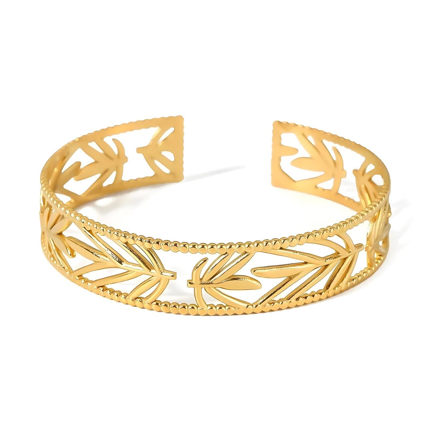 18K gold plated Stainless steel Leafs bracelet, Intensity