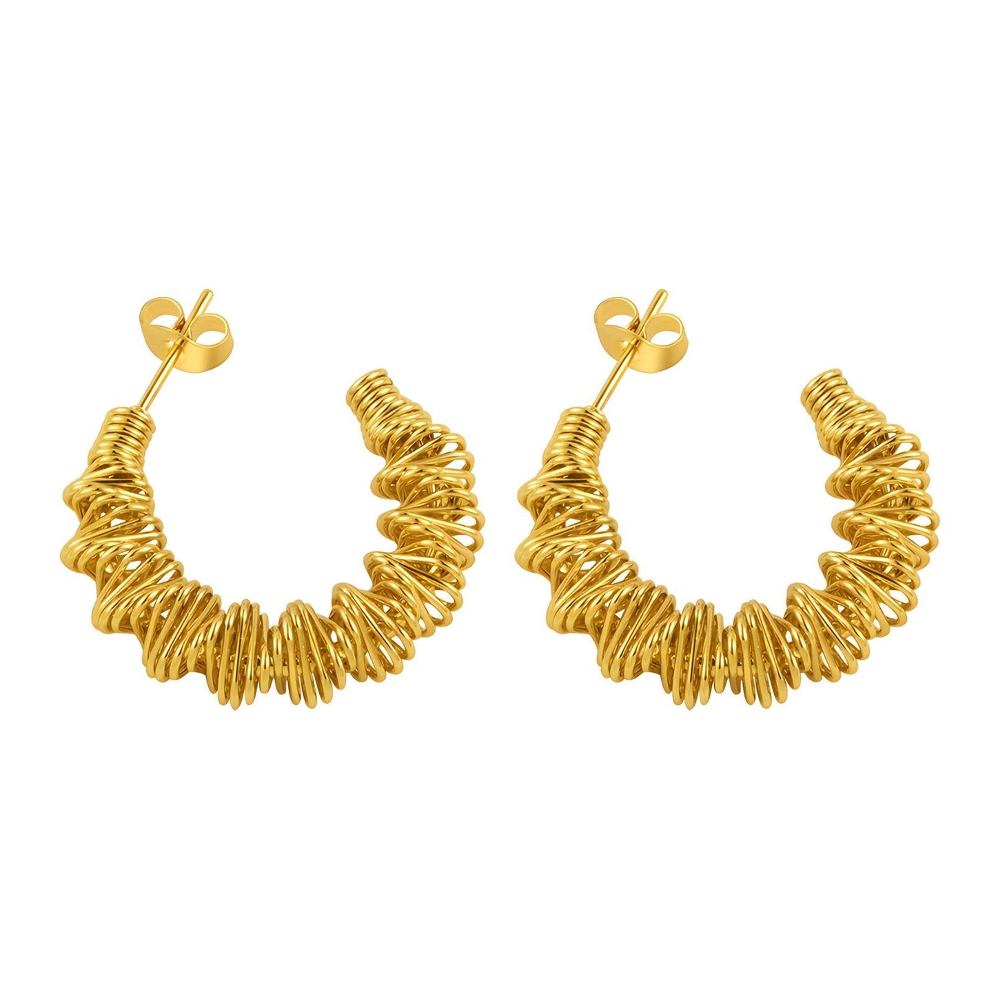 18K gold plated Stainless steel Spiral earrings, Intensity