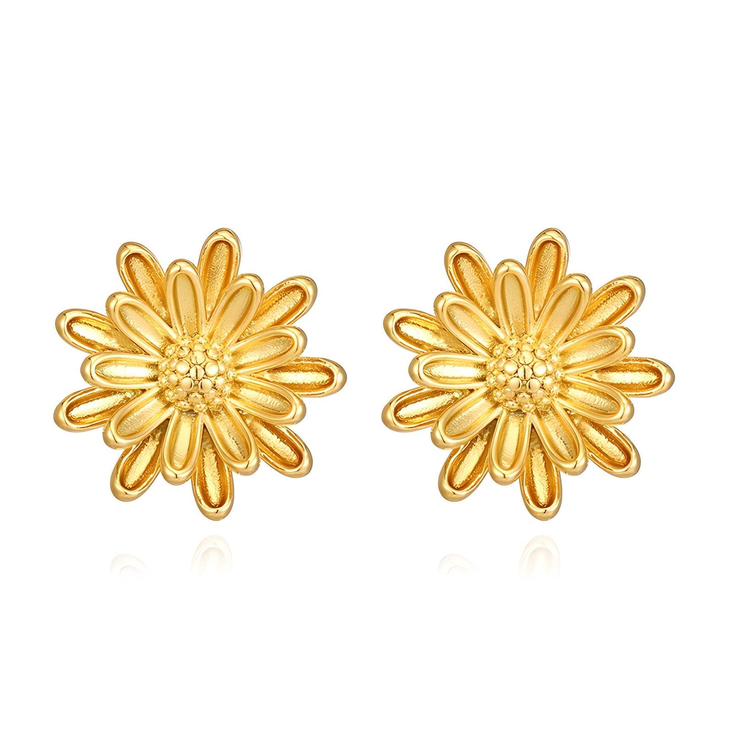 18K gold plated Stainless steel Flowers earrings, Intensity