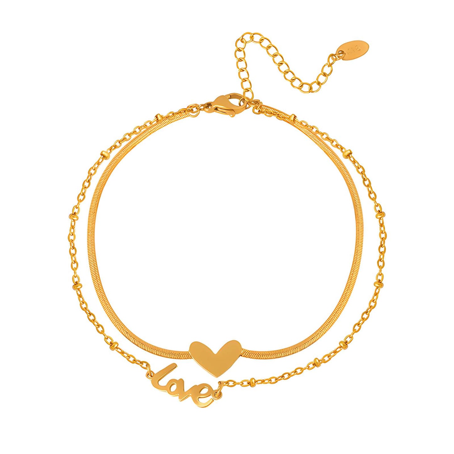 18K gold plated Stainless steel Hearts anklet, Intensity