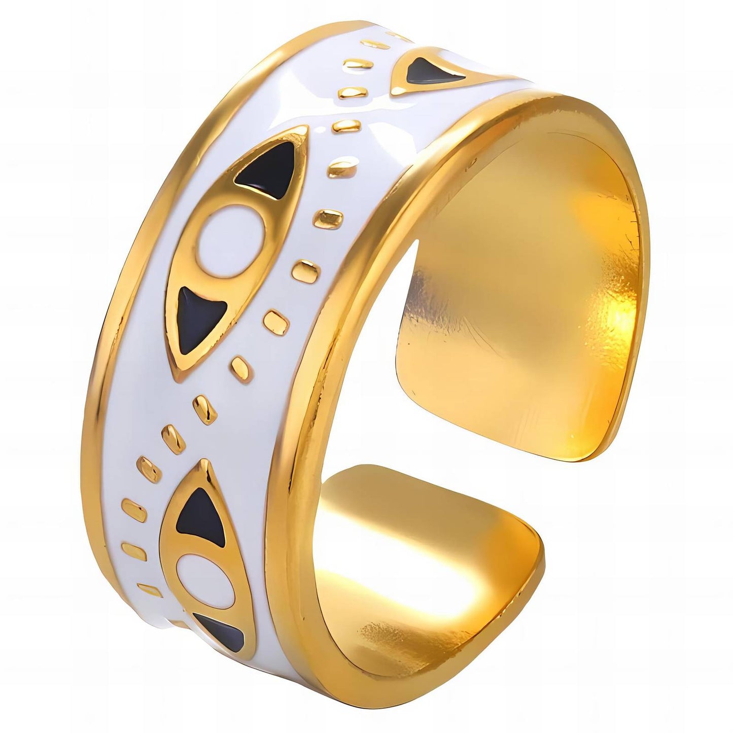 18K gold plated Stainless steel Evil Eyes finger ring, Intensity