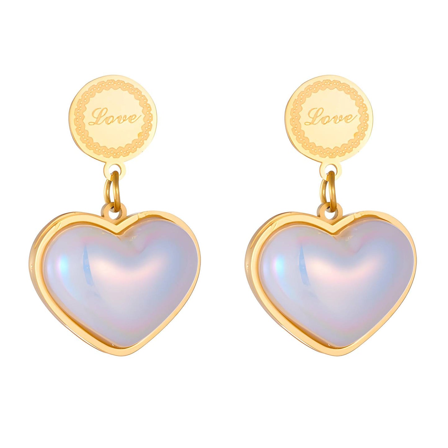 18K gold plated Stainless steel Hearts earrings, Intensity