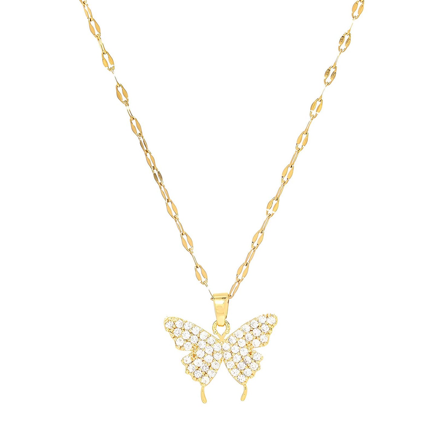 18K gold plated Stainless steel Butterfly necklace, Intensity