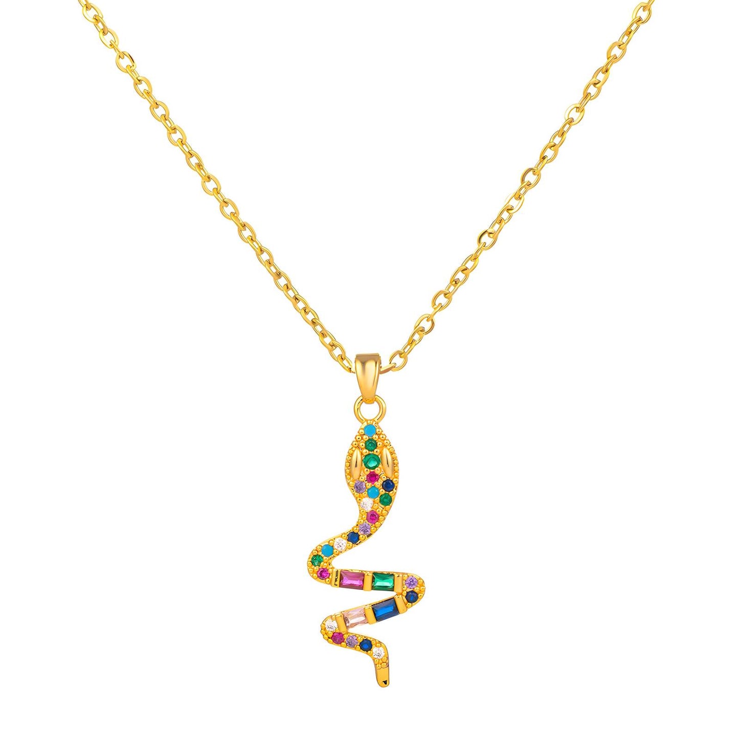 18K gold plated Stainless steel Snake necklace, Intensity