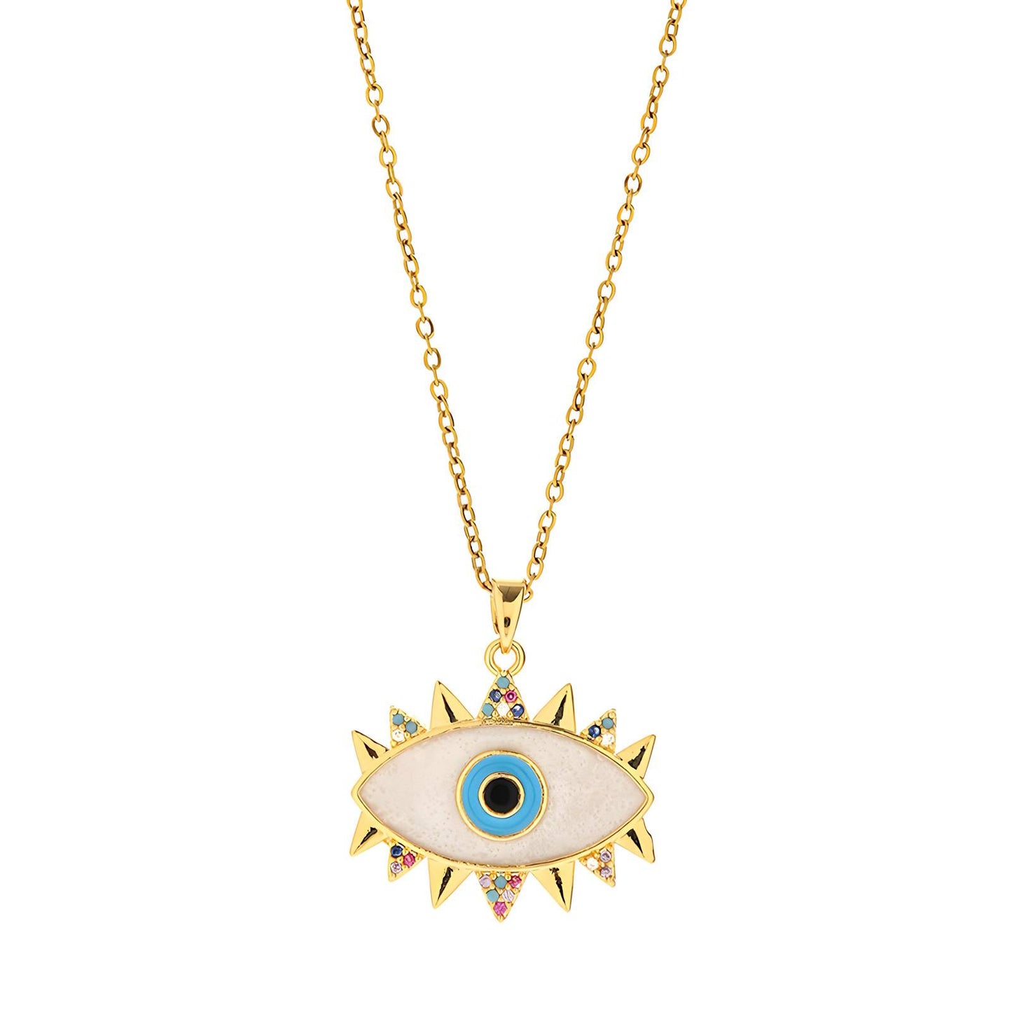 18K gold plated Stainless steel evil eye necklace, Intensity