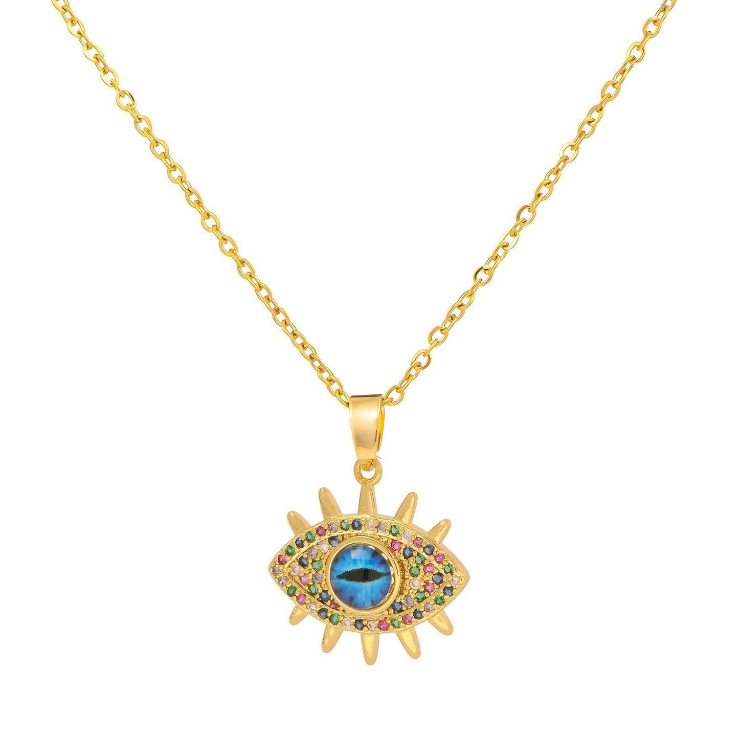 18K gold plated Stainless steel evil eye necklace, Intensity