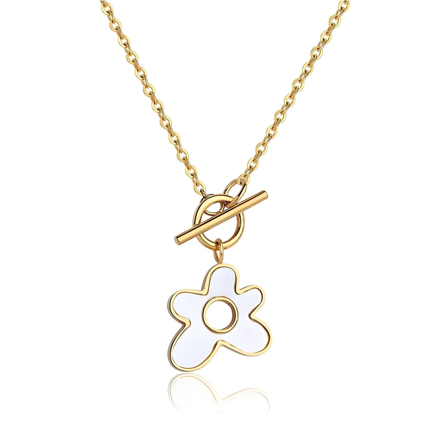 18K gold plated Stainless steel Flower necklace, Intensity