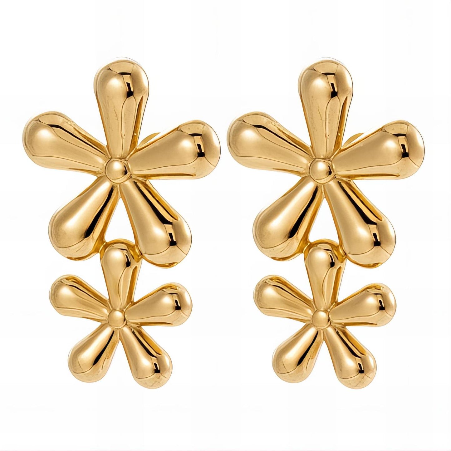 18K gold plated Stainless steel Flowers earrings, Intensity