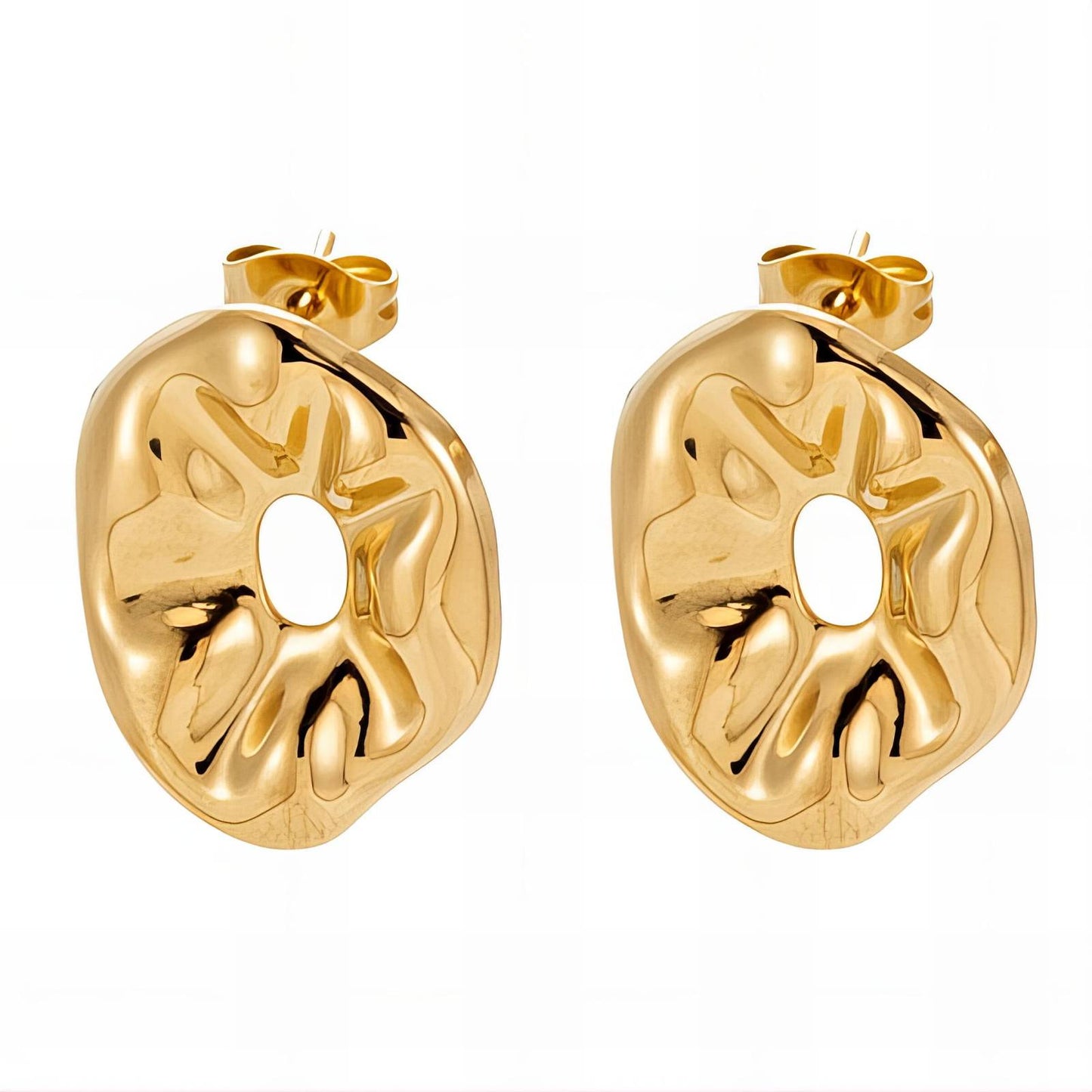 18K gold plated Stainless steel Flowers earrings, Intensity
