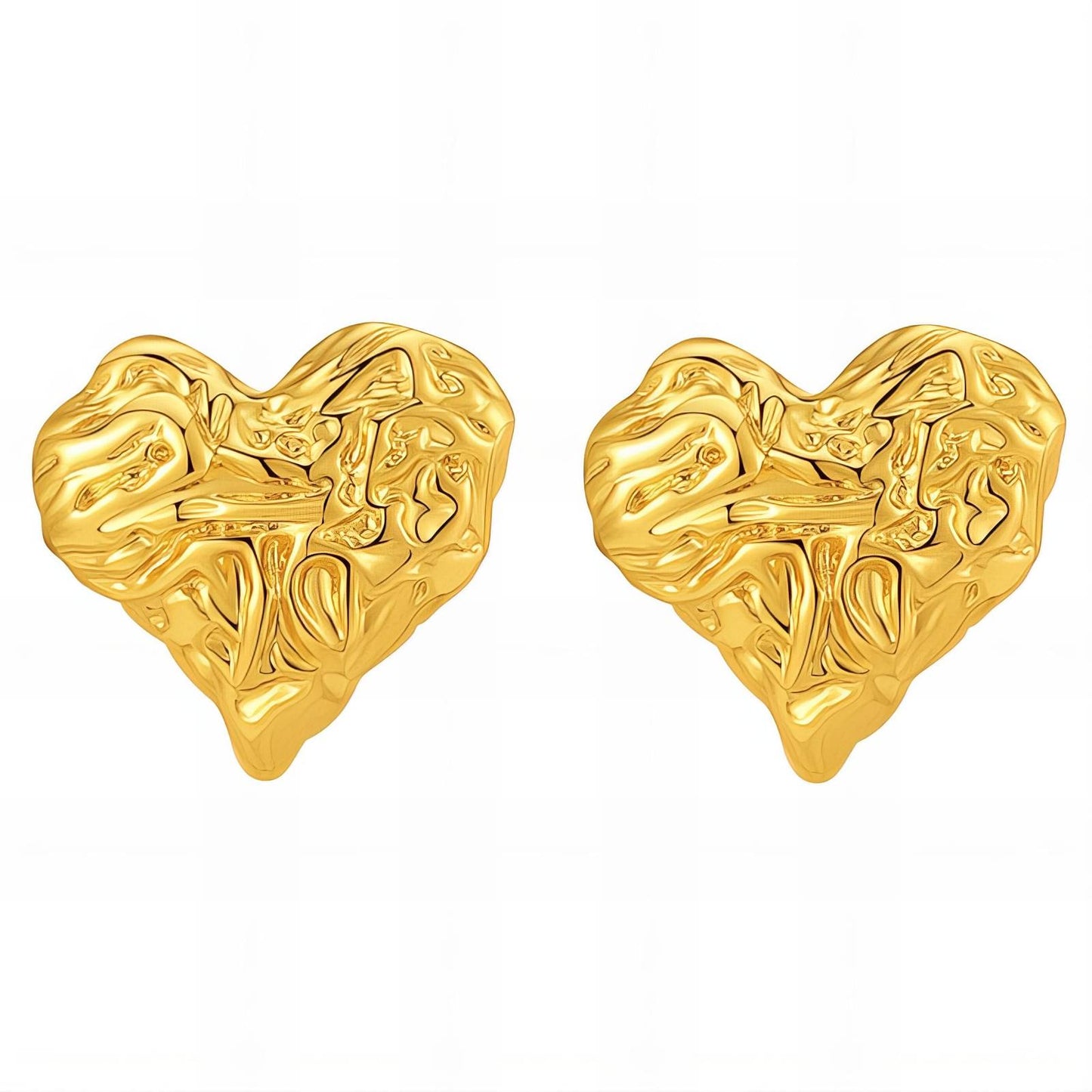 18K gold plated Stainless steel Hearts earrings, Intensity
