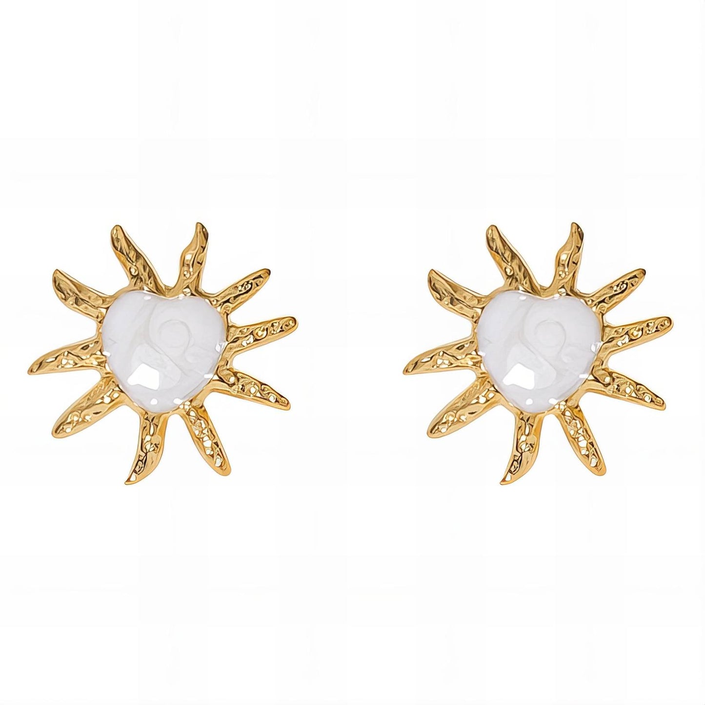 18K gold plated Stainless steel Sun earrings, Intensity