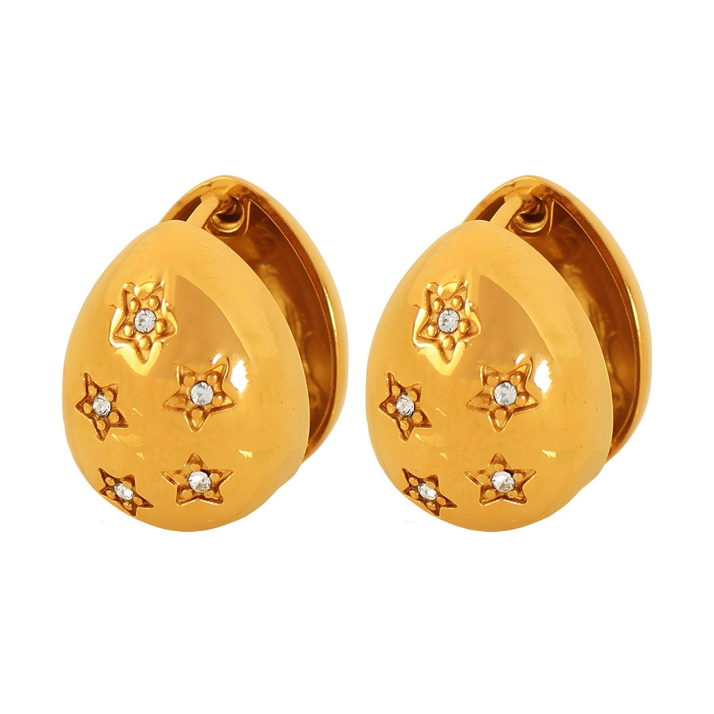 18K gold plated Stainless steel Stars earrings, Intensity