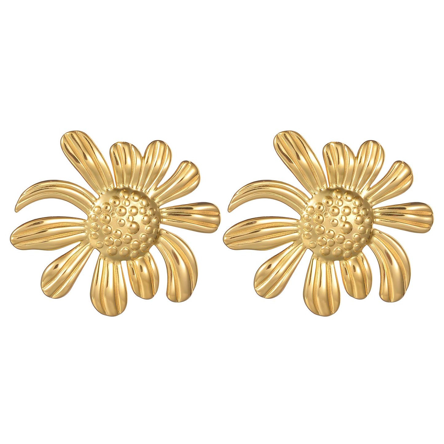 18K gold plated Stainless steel Flowers earrings, Intensity