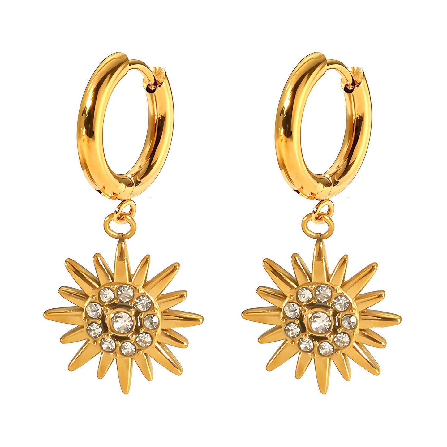 18K gold plated Stainless steel Flowers earrings, Intensity