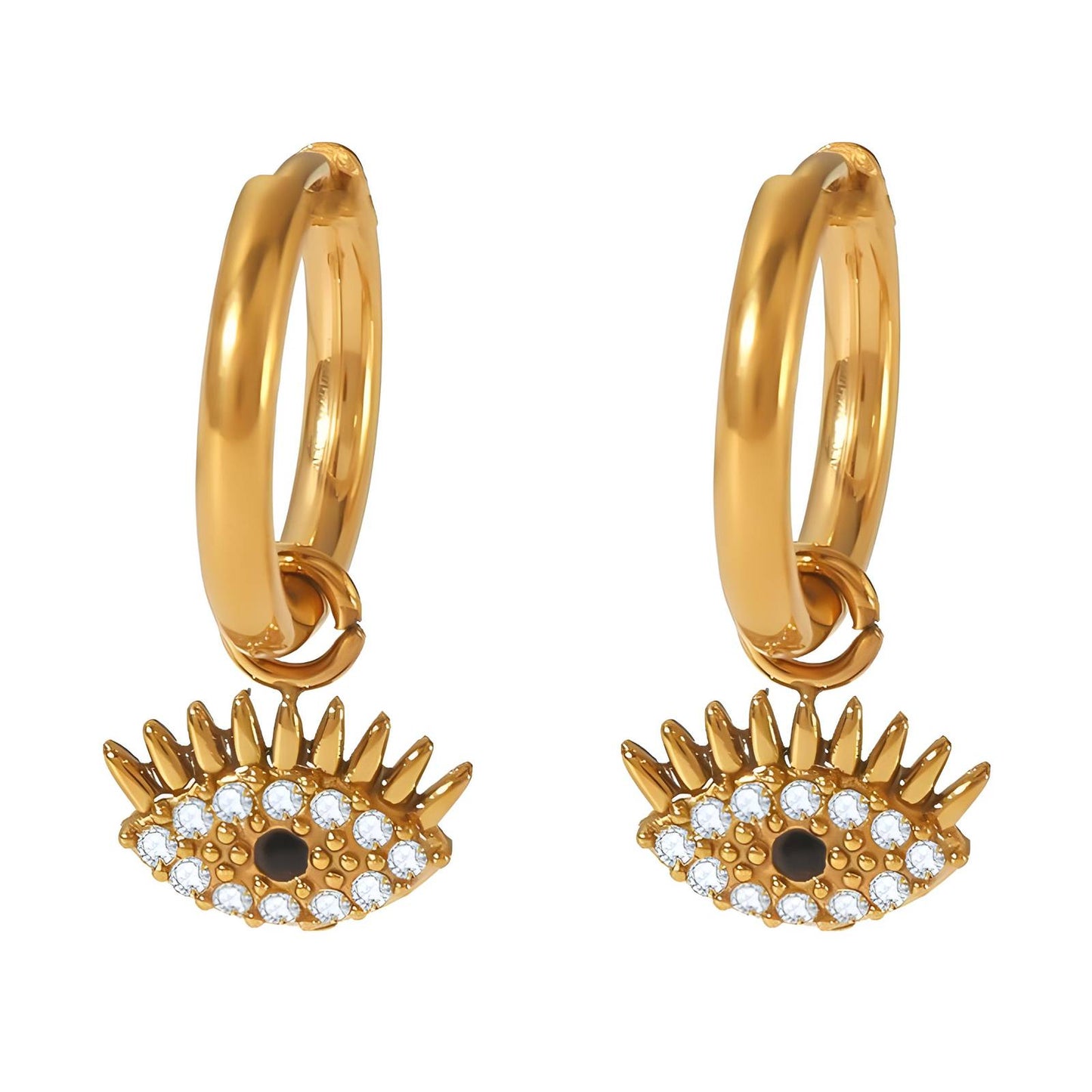 18K gold plated Stainless steel Evil Eyes earrings, Intensity