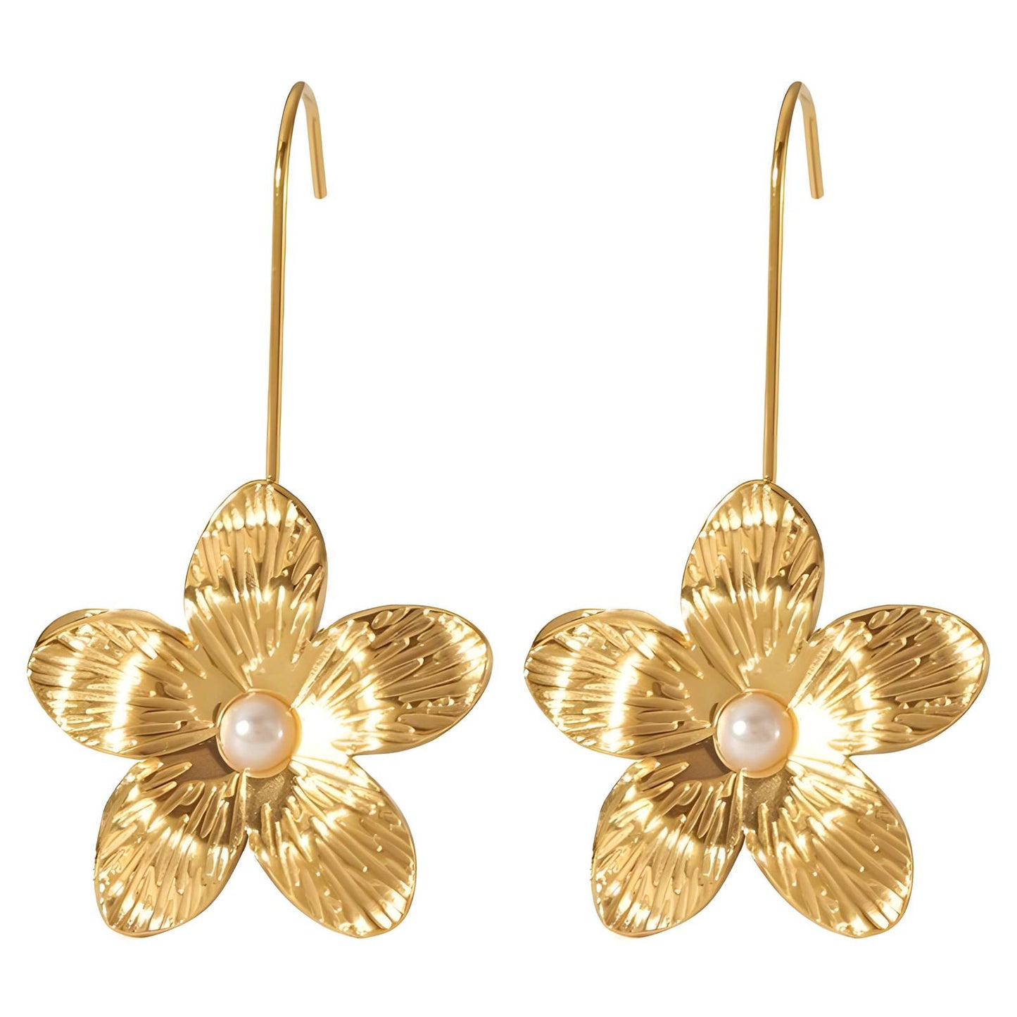 18K gold plated Stainless steel Flowers earrings, Intensity