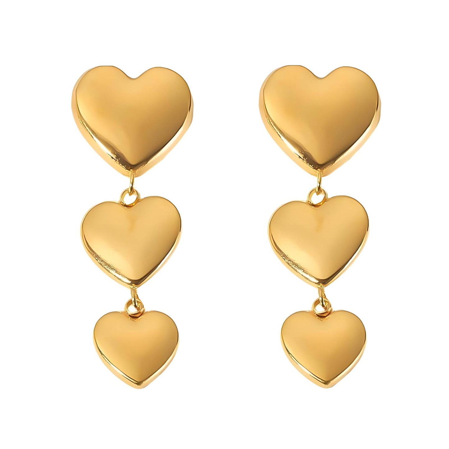 18K gold plated Stainless steel Hearts earrings, Intensity