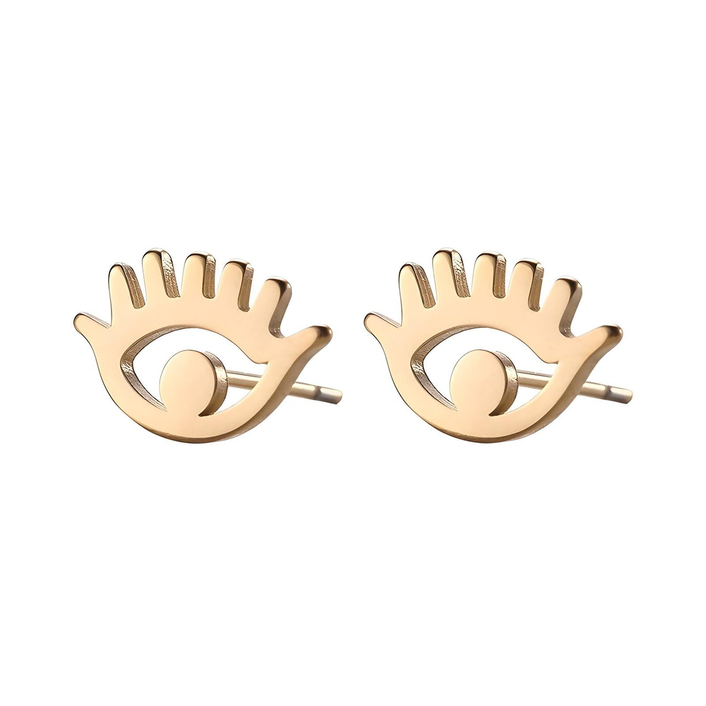 18K gold plated Stainless steel Evil Eyes earrings, Intensity