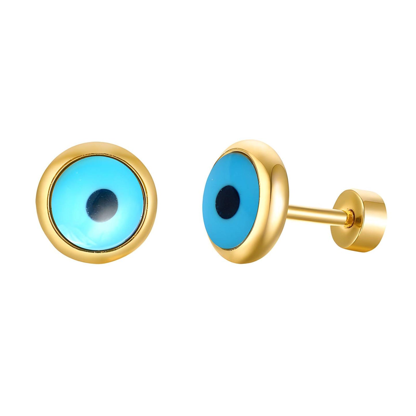 18K gold plated Stainless steel Evil Eyes earrings, Intensity