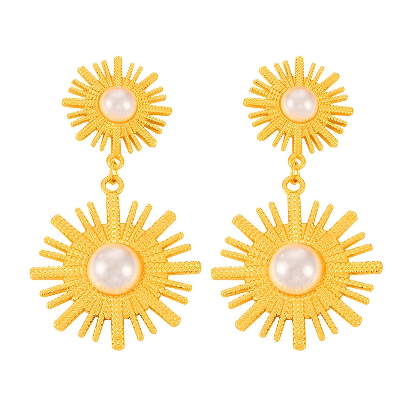 18K gold plated Stainless steel Flowers earrings, Intensity