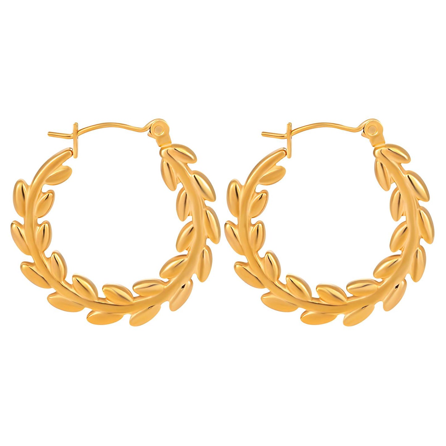 18K gold plated Stainless steel Leafs earrings, Intensity
