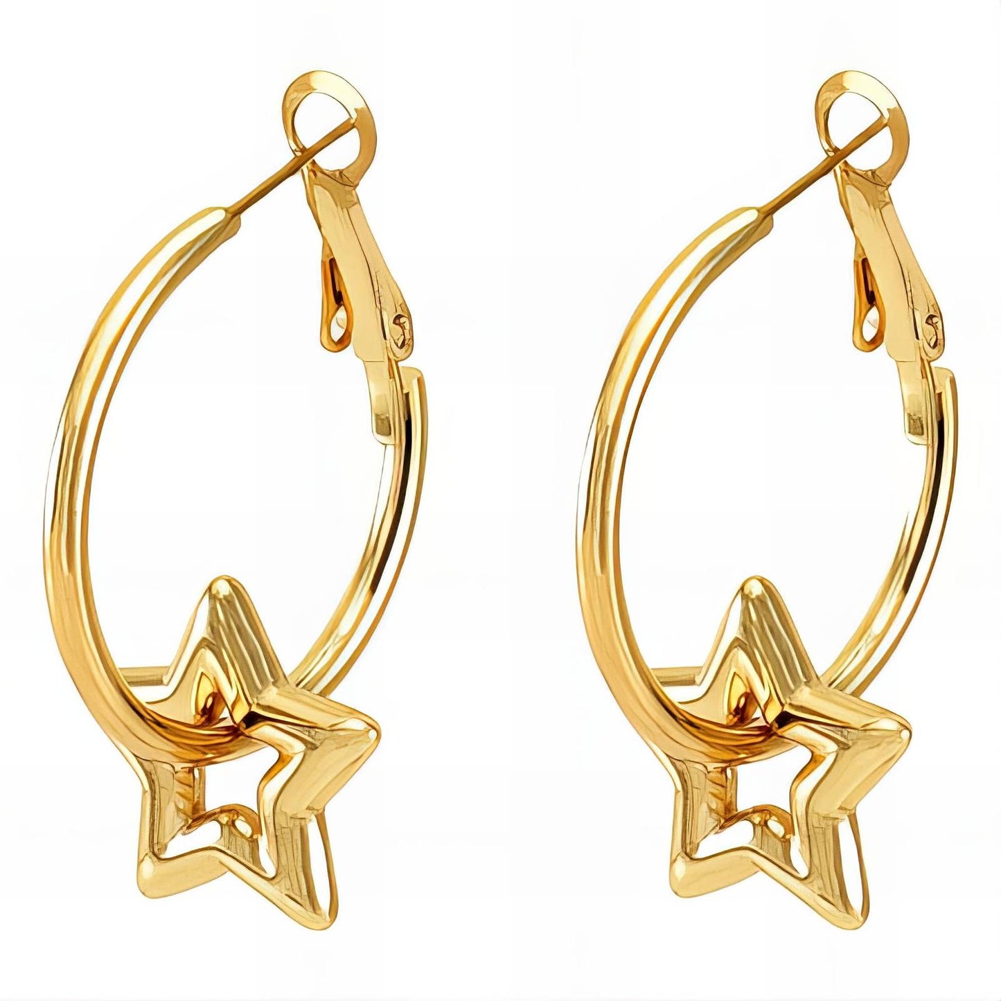 18K gold plated Stainless steel Stars earrings, Intensity