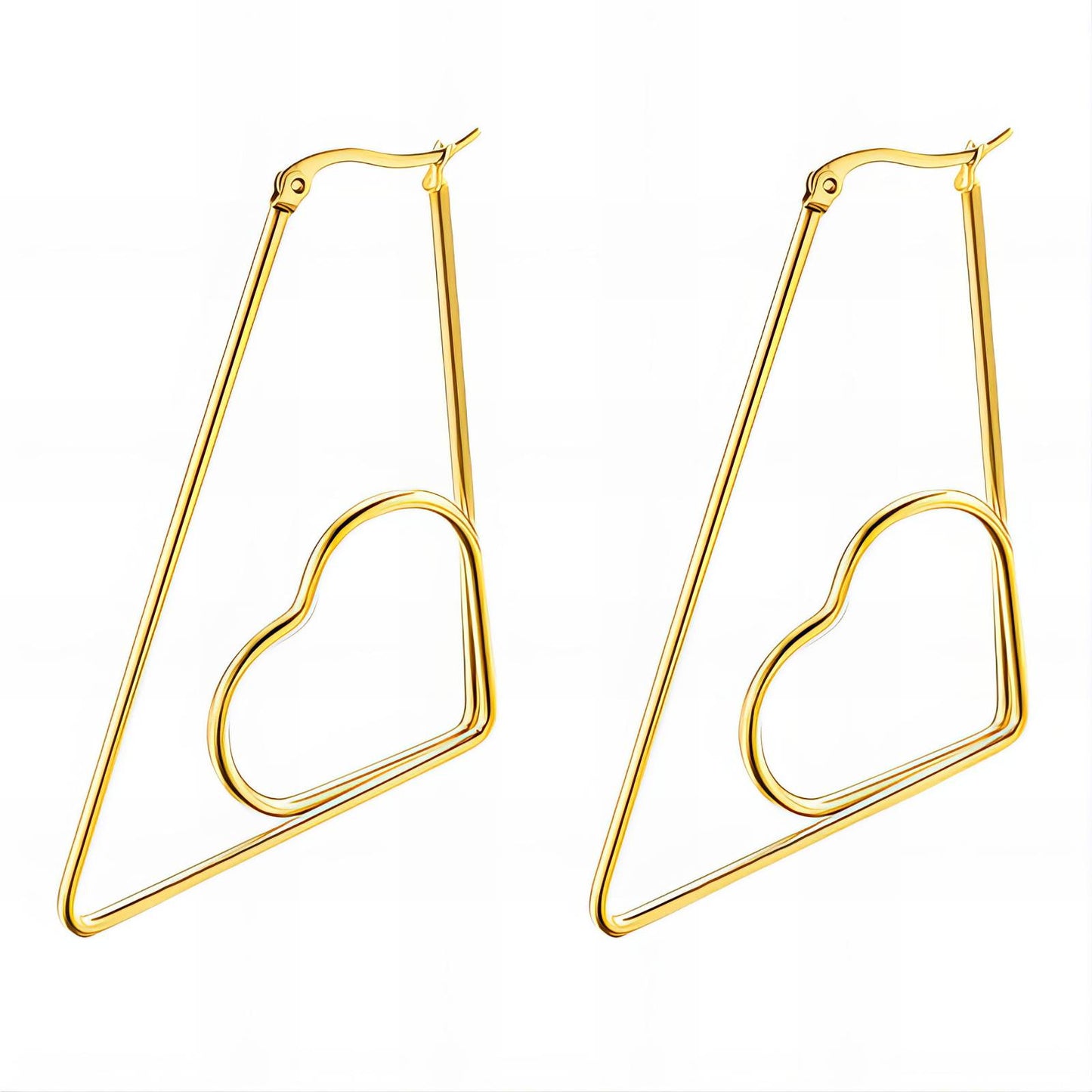 18K gold plated Stainless steel Hearts earrings, Intensity