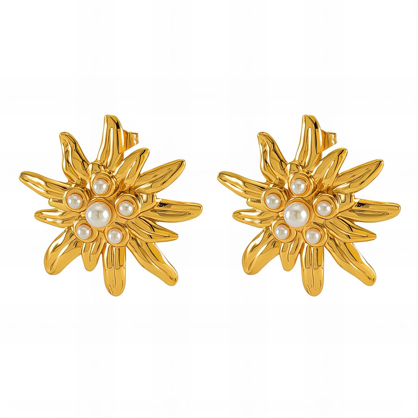 18K gold plated Stainless steel Flowers earrings, Intensity