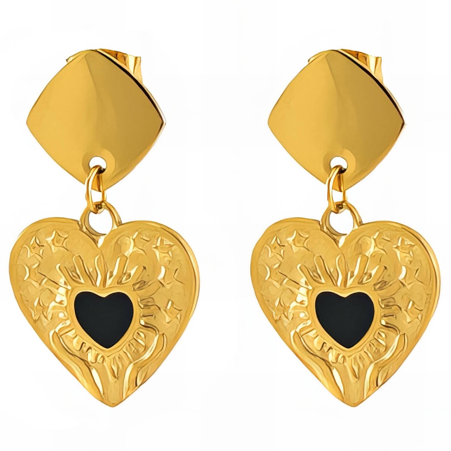 18K gold plated Stainless steel Hearts earrings, Intensity