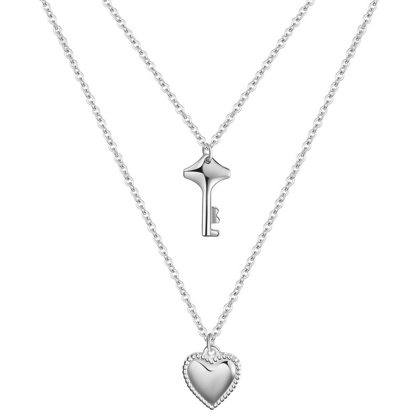 Stainless steel Heart and Key necklace, Intensity
