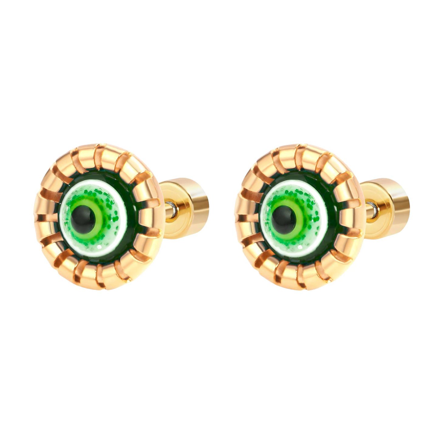 18K gold plated Stainless steel Evil Eye earrings, Intensity