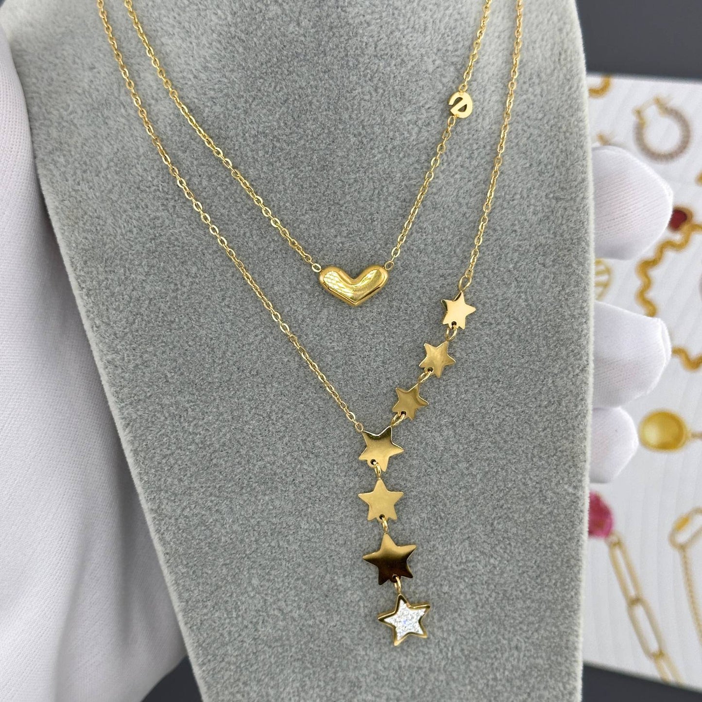 18K gold plated Stainless steel  Stars necklace, Intensity