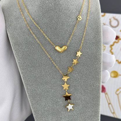 18K gold plated Stainless steel  Stars necklace, Intensity