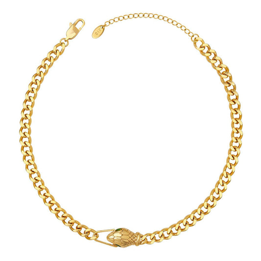 18K gold plated Stainless steel  Snake necklace, Intensity