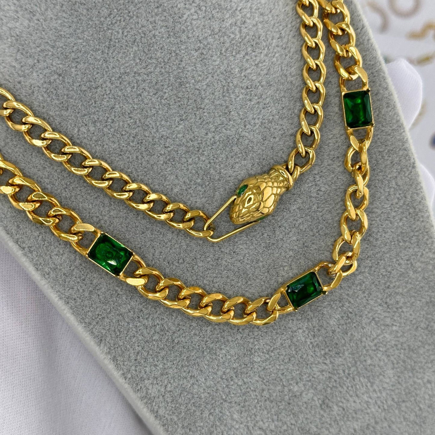 18K gold plated Stainless steel  Snake necklace, Intensity