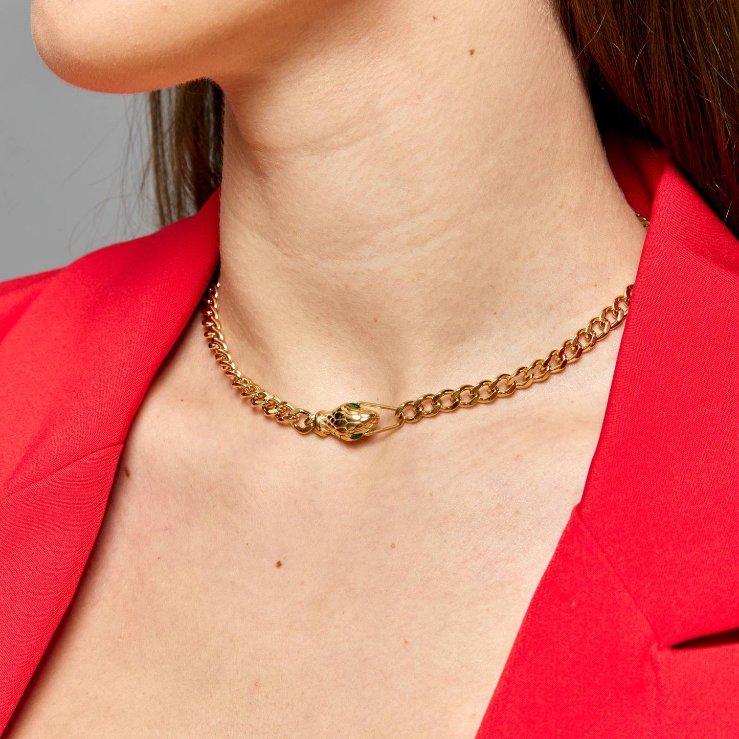 18K gold plated Stainless steel  Snake necklace, Intensity