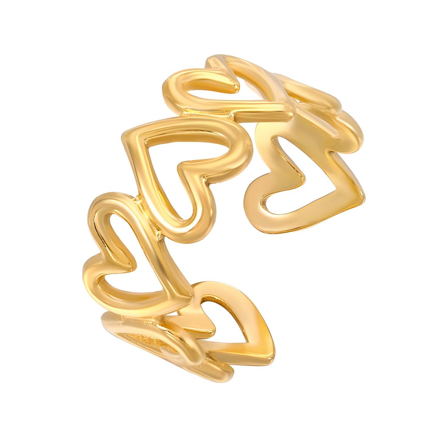 18K gold plated Stainless steel  Hearts finger ring, Intensity