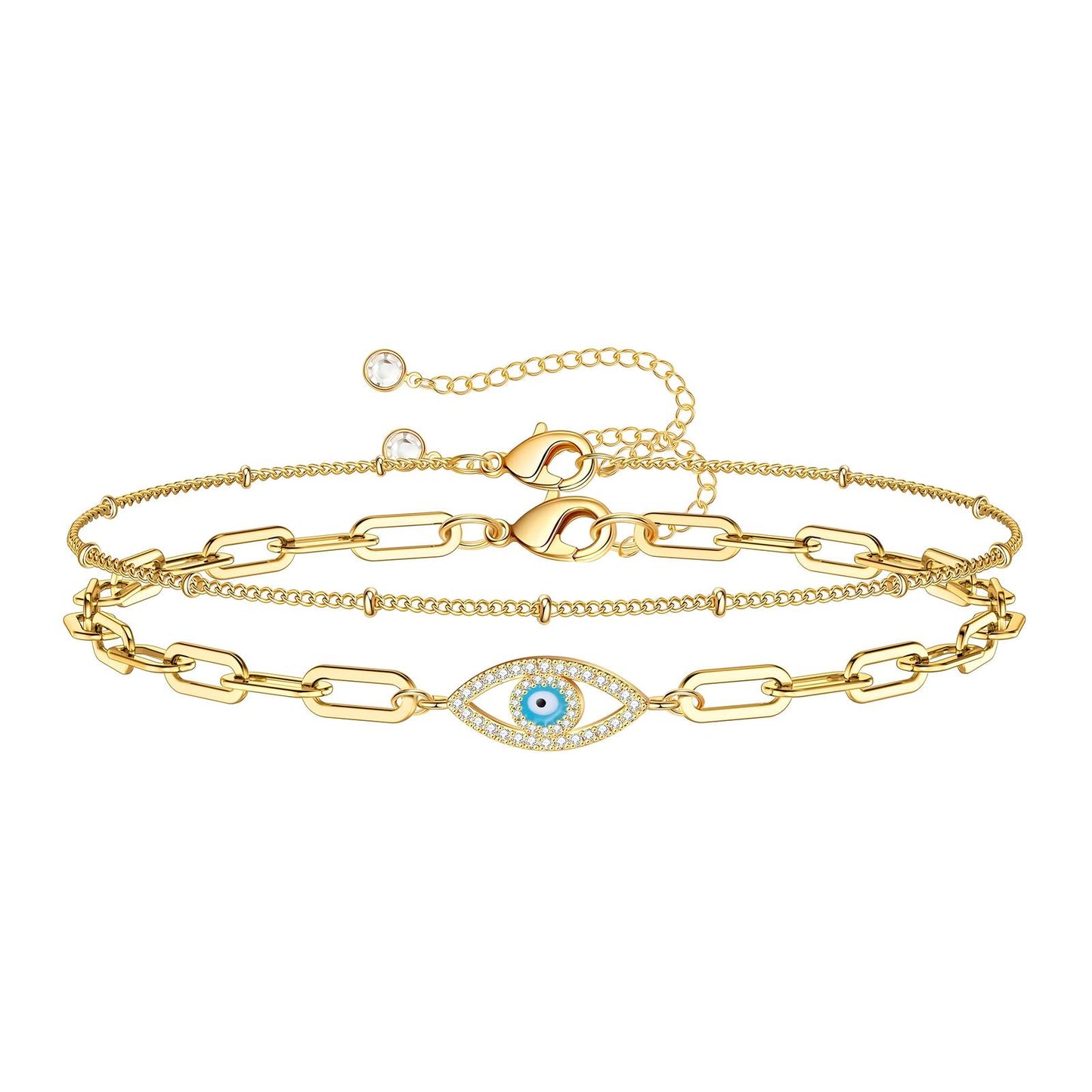 18K gold plated Stainless steel  Evil Eye bracelet, Intensity