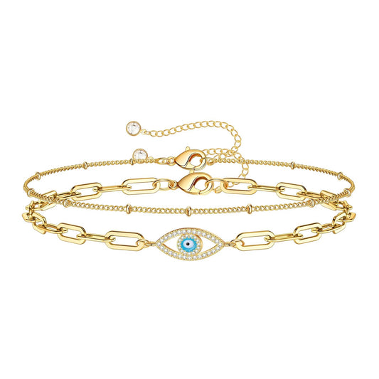 18K gold plated Stainless steel  Evil Eye bracelet, Intensity