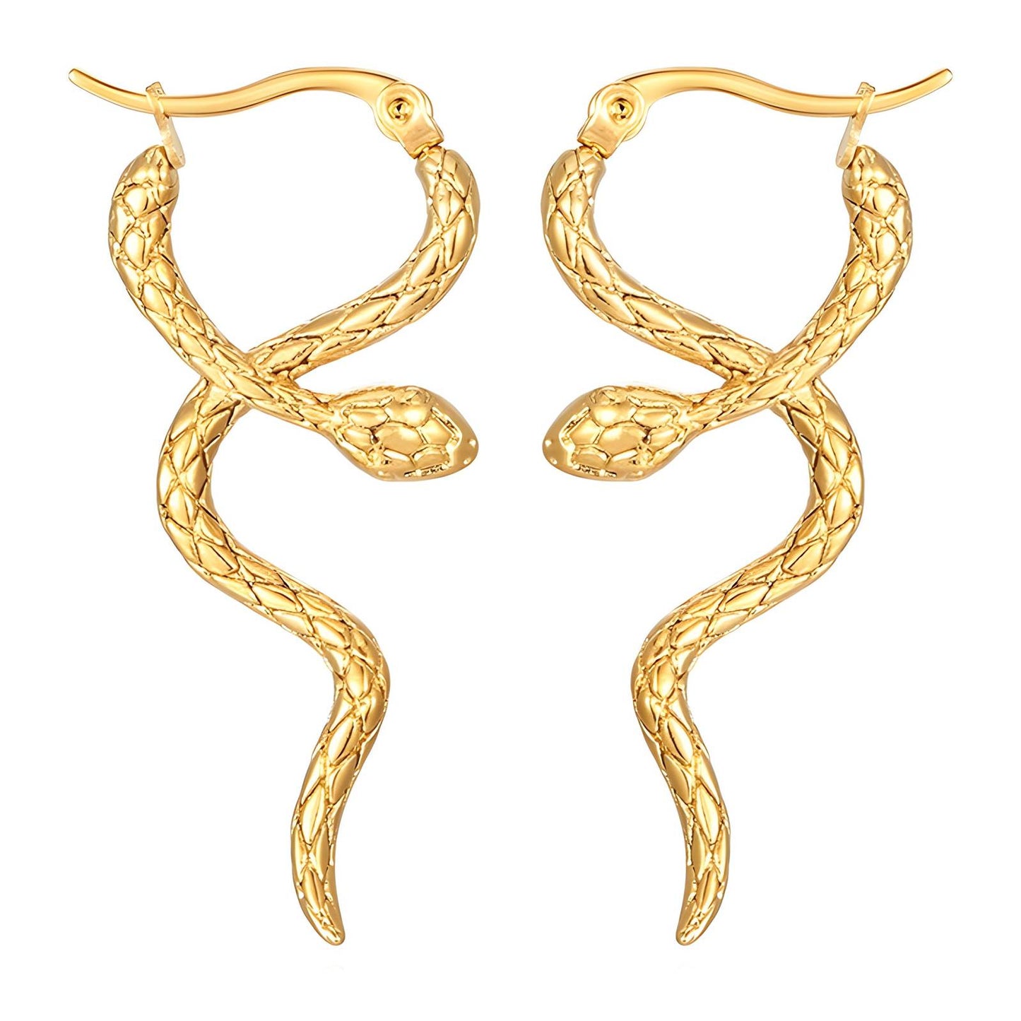 18K gold plated Stainless steel  Snakes earrings, Intensity