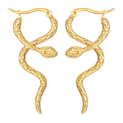 18K gold plated Stainless steel  Snakes earrings, Intensity