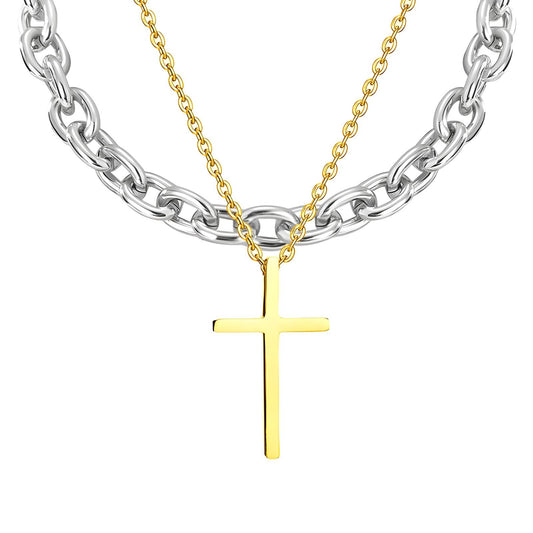 18K gold plated Stainless steel  Crosses necklace, Intensity