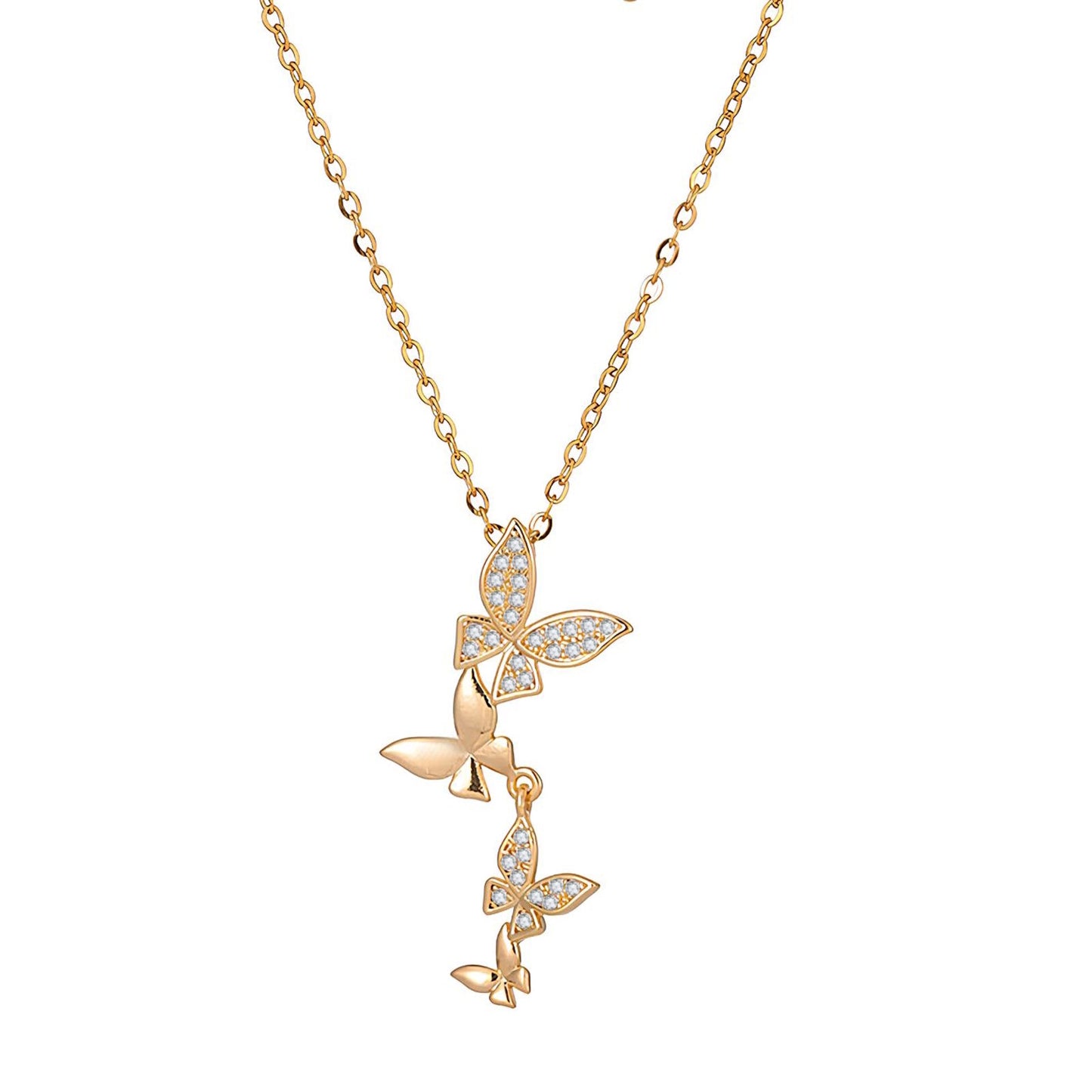 18K gold plated Stainless steel  Butterflies necklace, Intensity