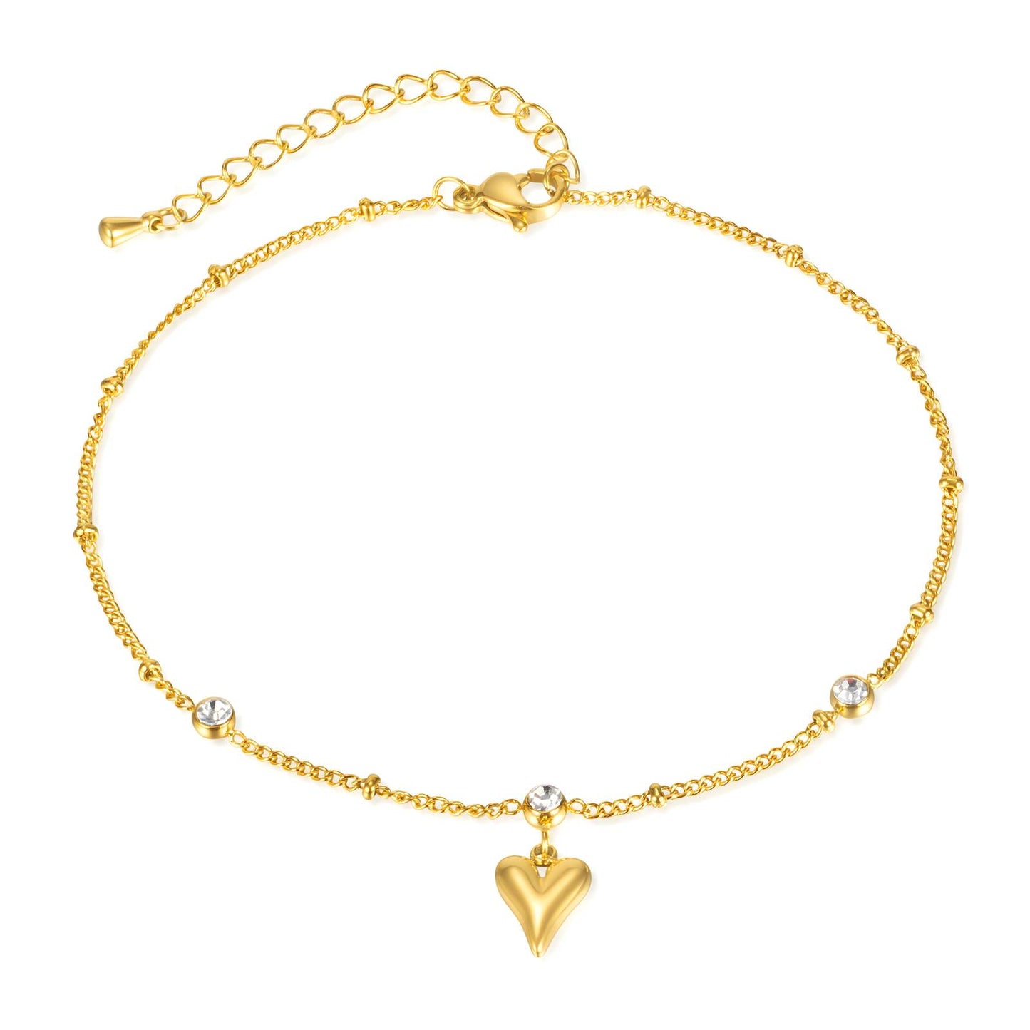 18K gold plated Stainless steel  Hearts anklet, Intensity